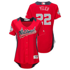WOMEN - National League #22 Christian Yelich Home 2018 MLB All-Star Red Run Derby Jersey