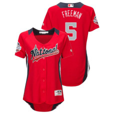 WOMEN - National League #5 Freddie Freeman Home 2018 MLB All-Star Red Run Derby Jersey