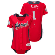 WOMEN - National League #1 Ozzie Albies Home 2018 MLB All-Star Red Run Derby Jersey