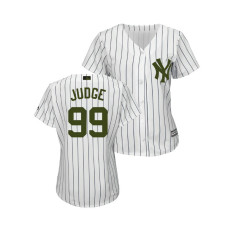 WOMEN - New York Yankees White #99 Aaron Judge Cool Base Jersey 2018 Memorial Day
