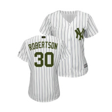 WOMEN - New York Yankees White #30 David Robertson Cool Base Jersey 2018 Memorial Day