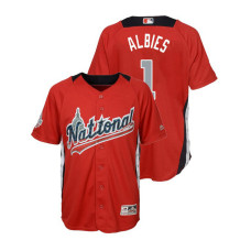 YOUTH - National League #1 Ozzie Albies Home 2018 MLB All-Star Red Run Derby Jersey