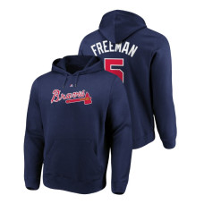 Atlanta Braves #5 Navy Freddie Freeman Name & Number Authentic Majestic Hoodie