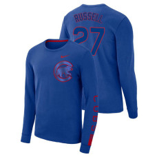 Chicago Cubs Heavyweight Blue Addison Russell Long Sleeve T-Shirt