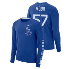 Los Angeles Dodgers Heavyweight Blue Alex Wood Long Sleeve T-Shirt