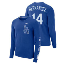 Los Angeles Dodgers Heavyweight Blue Enrique Hernandez Long Sleeve T-Shirt