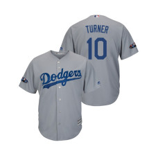 Los Angeles Dodgers Gray #10 Justin Turner Cool Base Jersey