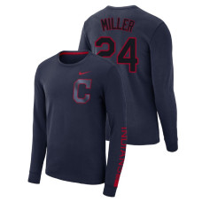 Cleveland Indians Heavyweight Navy Andrew Miller Long Sleeve T-Shirt