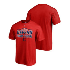 Cleveland Indians Locker Room Defend Red 2018 AL Central Division Champions Majestic Big & Tall T-Shirt