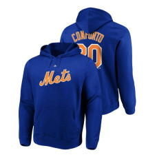 New York Mets #30 Royal Michael Conforto Name & Number Authentic Majestic Hoodie