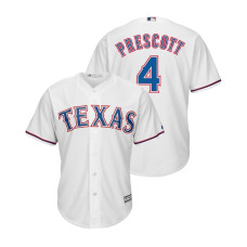 Texas Rangers White #4 Cool Base Dak Prescott NFL x MLB Crossover Jersey