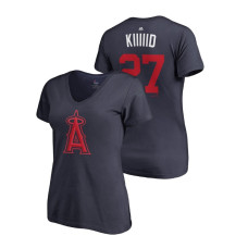 Women - Los Angeles Angels Navy #27 Mike Trout Kiiiiid T-Shirt