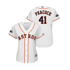 Women - Houston Astros White #41 Brad Peacock Cool Base Jersey