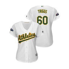 Women - Oakland Athletics White #60 Andrew Triggs Cool Base Jersey