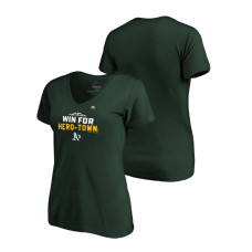 Women - Oakland Athletics Authentic Collection Green V-Neck Majestic T-Shirt