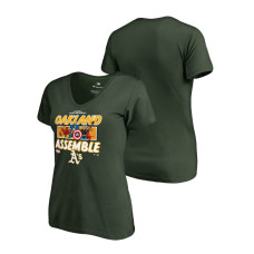 Women - Oakland Athletics Marvel Avengers Assemble Green V-Neck T-Shirt