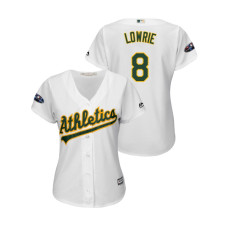 Women - Oakland Athletics White #8 Jed Lowrie Cool Base Jersey