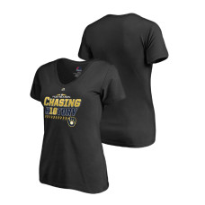 Women - Milwaukee Brewers Clincher Locker Room Black 2018 Division Series V-Neck T-Shirt