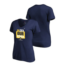 Women - Milwaukee Brewers Authentic Collection Navy V-Neck Majestic T-Shirt