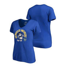 Women - Milwaukee Brewers V-Neck Royal Disney Mickey's True Original Arch Fanatics Branded T-Shirt