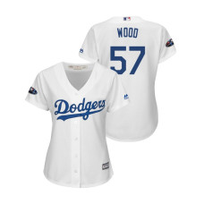 Women - Los Angeles Dodgers White #57 Alex Wood Cool Base Jersey