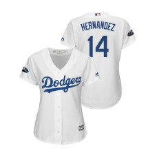 Women - Los Angeles Dodgers White #14 Enrique Hernandez Cool Base Jersey
