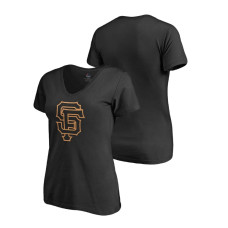 Women - San Francisco Giants Black V-Neck T-Shirt