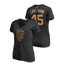 Women - San Francisco Giants Black #45 Derek Holland Last Name T-Shirt