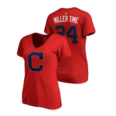 Women - Cleveland Indians Red #24 Andrew Miller Miller Time T-Shirt