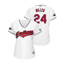 Women - Cleveland Indians White #24 Andrew Miller Cool Base Jersey