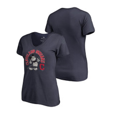 Women - Cleveland Indians V-Neck Navy Disney Mickey's True Original Arch Fanatics Branded T-Shirt