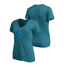 Women - Seattle Mariners Aqua V-Neck T-Shirt