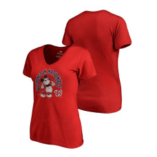 Women - Washington Nationals V-Neck Red Disney Mickey's True Original Arch Fanatics Branded T-Shirt
