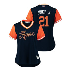 Women - Detroit Tigers Navy #21 JaCoby Jones Juicy J Jersey