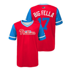 YOUTH Philadelphia Phillies Scarlet #17 Rhys Hoskins Big Fella Jersey