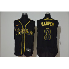 Philadelphia Phillies #3 Bryce Harper Black Golden 2020 Cool and Refreshing Sleeveless Fan Stitched Flex Jersey