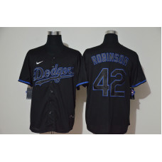 Los Angeles Dodgers #42 Jackie Robinson Lights Out Black Fashion Stitched Cool Base Jersey