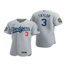 Los Angeles Dodgers #3 Chris Taylor Gray 2020 World Series Authentic Flex Jersey