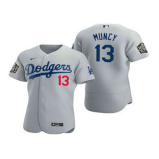 Los Angeles Dodgers #13 Max Muncy Gray 2020 World Series Authentic Flex Jersey
