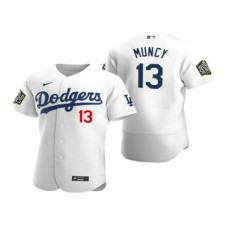 Los Angeles Dodgers #13 Max Muncy White 2020 World Series Authentic Flex Jersey