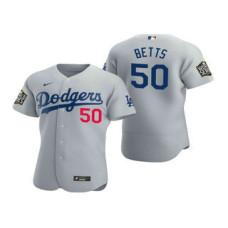 Los Angeles Dodgers #50 Mookie Betts Gray 2020 World Series Authentic Flex Jersey