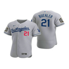 Los Angeles Dodgers #21 Walker Buehler Gray 2020 World Series Authentic Road Flex Jersey