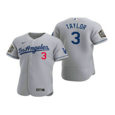 Los Angeles Dodgers #3 Chris Taylor Gray 2020 World Series Authentic Road Flex Jersey