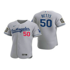Los Angeles Dodgers #50 Mookie Betts Gray 2020 World Series Authentic Road Flex Jersey