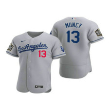 Los Angeles Dodgers #13 Max Muncy Gray 2020 World Series Authentic Road Flex Jersey