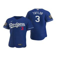 Los Angeles Dodgers #3 Chris Taylor Royal 2020 World Series Authentic Flex Jersey