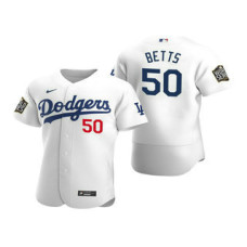 Los Angeles Dodgers #50 Mookie Betts White 2020 World Series Authentic Flex Jersey