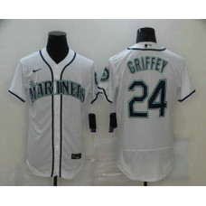 Seattle Mariners #24 Ken Griffey Jr. White Stitched Flex Base Jersey
