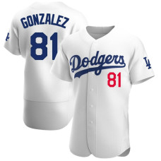 Los Angeles Dodgers #81 Victor Gonzalez Authentic White Home Official Jersey