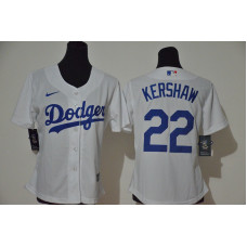 Women's Los Angeles Dodgers #22 Clayton Kershaw White Women's 2020 Cool Base Jersey